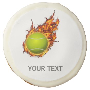 Personalized Tennis Ball On Fire Tennis Theme Gift Sugar Cookie by PersonalizationShop at Zazzle