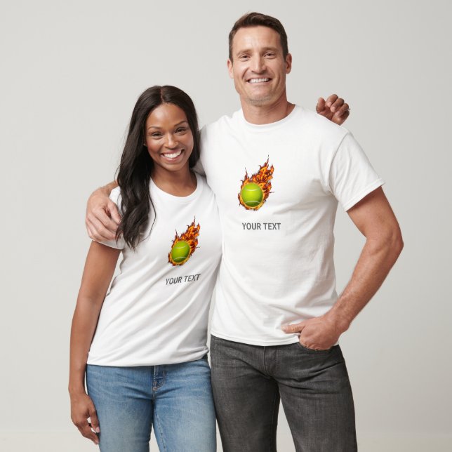 Personalized Tennis Ball on Fire Tennis Theme Gift T-Shirt (Unisex)