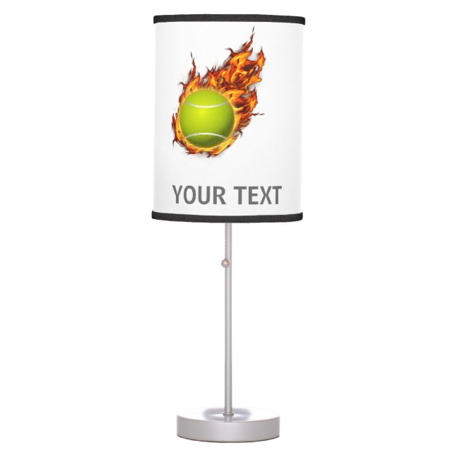 Personalized Tennis Ball on Fire Tennis Theme Gift Table Lamp (Front)