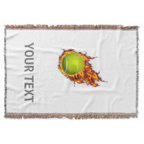 Personalized Tennis Ball on Fire Tennis Theme Gift Throw Blanket