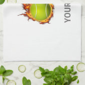 Personalized Tennis Ball on Fire Tennis Theme Gift Towel (Folded)
