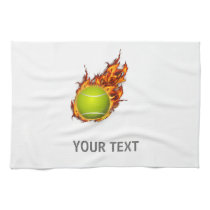 Personalized Tennis Ball on Fire Tennis Theme Gift Towel
