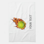 Personalized Tennis Ball on Fire Tennis Theme Gift Towel (Vertical)