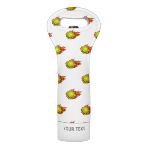 Personalized Tennis Ball on Fire Tennis Theme Gift Wine Bag