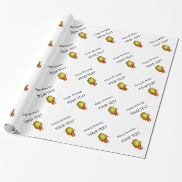 Personalized Tennis Ball on Fire Tennis Theme Gift Wrapping Paper