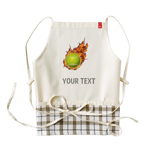 Personalized Tennis Ball on Fire Tennis Theme Gift Zazzle HEART Apron (Front)