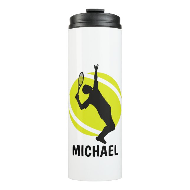 Personalized Tennis Ball Player Coach Classy Sport Thermal Tumbler (Front)