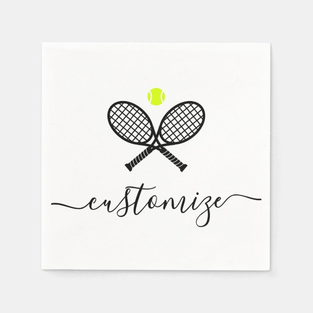 Personalized Tennis Ball Racket Party Banquet  Napkins (Front)