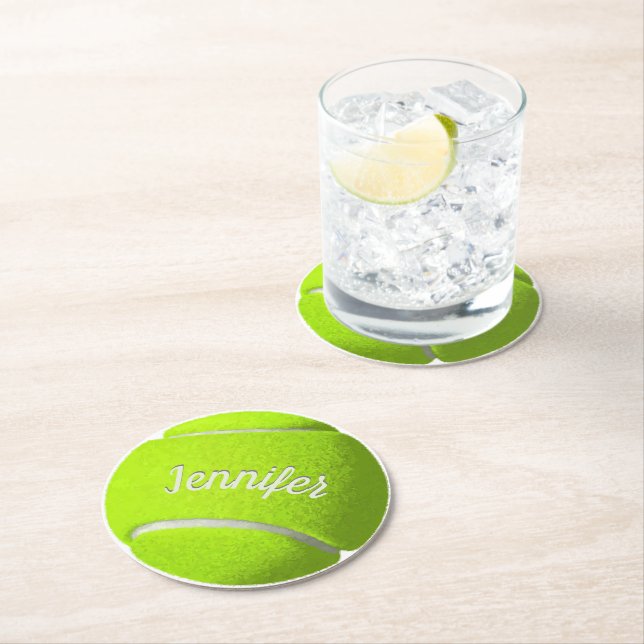 Personalized Tennis Ball   Round Paper Coaster (Insitu)