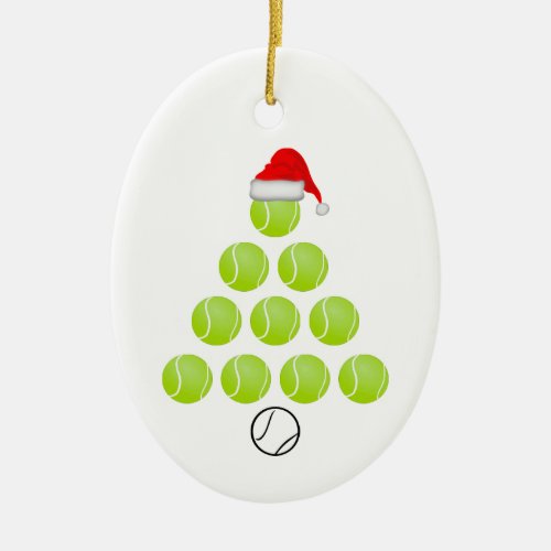 Personalized Tennis Ball Santa Christmas Ceramic Ornament