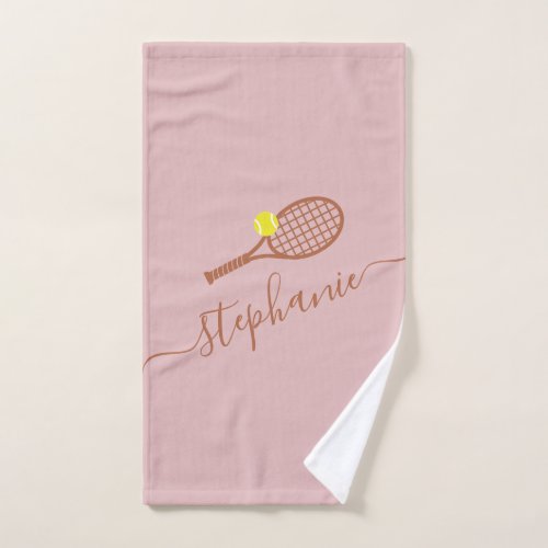 Personalized Tennis Ball Script Name Dusty Pink Hand Towel