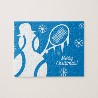 Personalized tennis ball snowman Christmas puzzle
