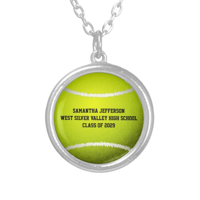 Personalized Tennis Ball Sports Pendant Necklace (Front)