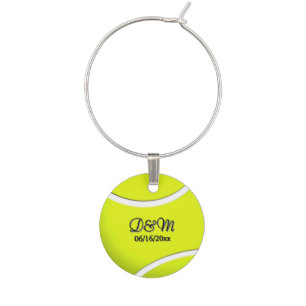  Personalized Tennis Ball Wine Tag Glass Charm