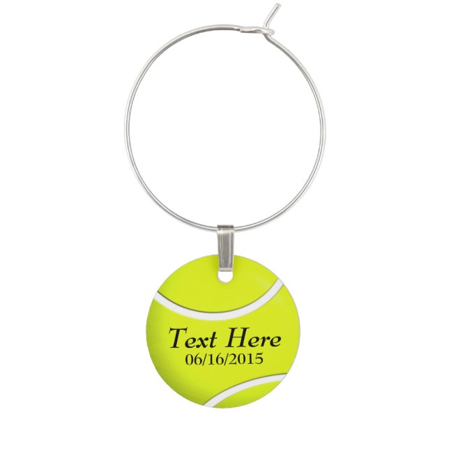Personalized Tennis Ball Wine Tag Wine Glass Charm (Front)