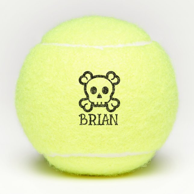 Personalized tennis ball with skull and bones logo (Front)