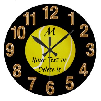 Personalized Tennis Clock MONOGRAM and YOUR TEXT