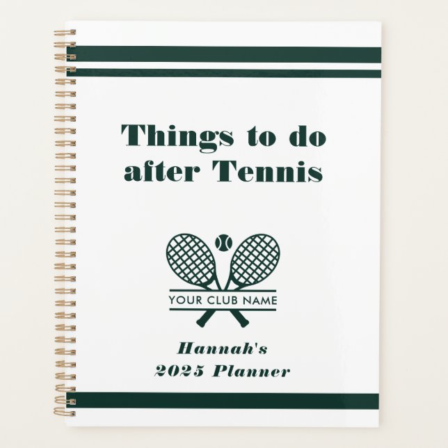 Personalized Tennis Club Name Team Players 2025 Planner (Front)
