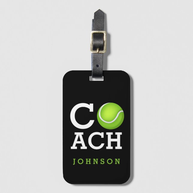 Personalized Tennis Coach Luggage Tag (Front Vertical)