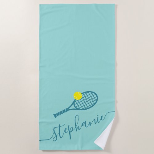 Personalized Tennis Coach Player Monogrammed Beach Towel