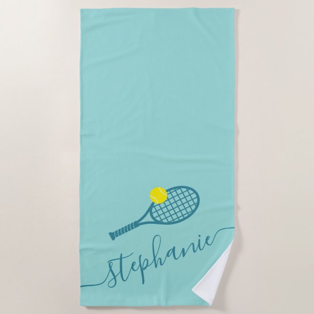 Personalized Tennis Coach Player Monogrammed Beach Towel (Front)