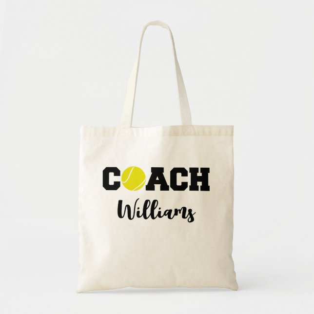 Personalized tennis coach team tote bag (Front)
