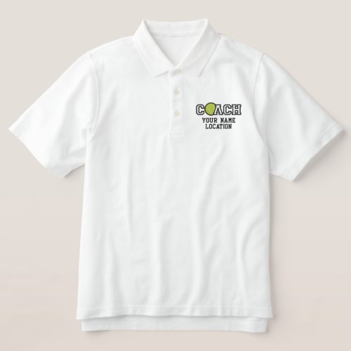 Personalized Tennis Coach Your Name Your Game Embroidered Polo Shirt