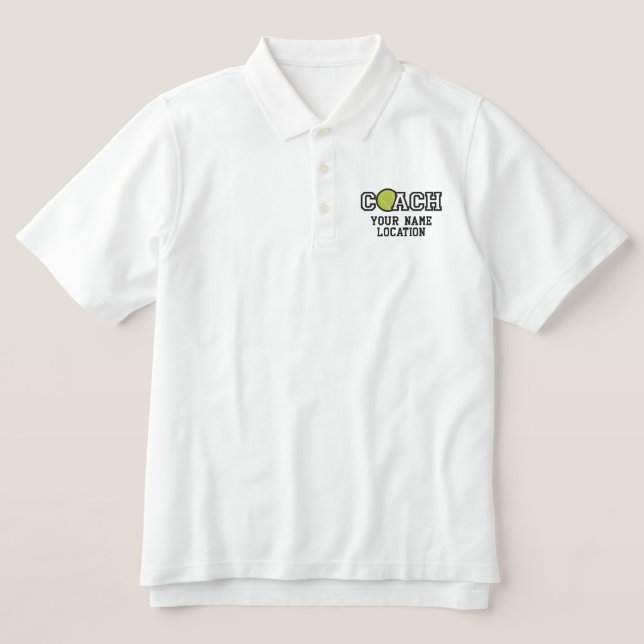 Personalized Tennis Coach Your Name Your Game Embroidered Polo Shirt (Design Front)