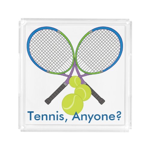 Personalized Tennis Crossed Rackets Acrylic Tray