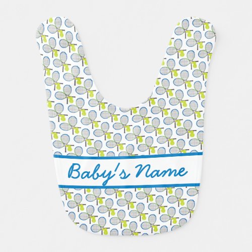 Personalized Tennis Crossed Rackets Baby Bib