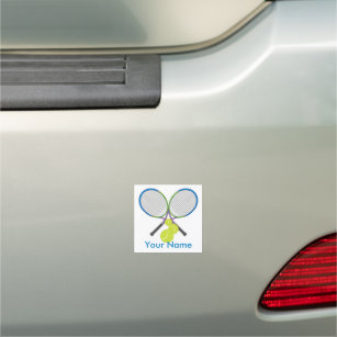 Personalized Tennis Crossed Rackets Car Magnet