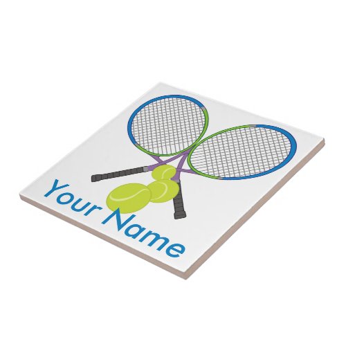 Personalized Tennis Crossed Rackets Ceramic Tile