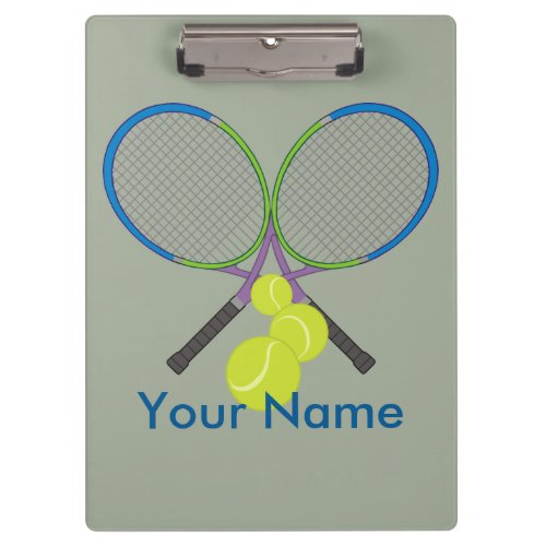 Personalized Tennis Crossed Rackets Clipboard