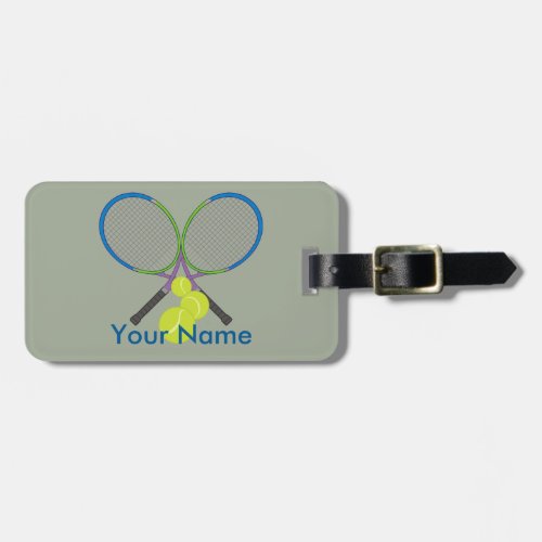 Personalized Tennis Crossed Rackets Luggage Tag