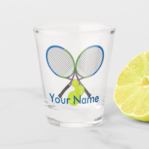 Personalized Tennis Crossed Rackets Shot Glass