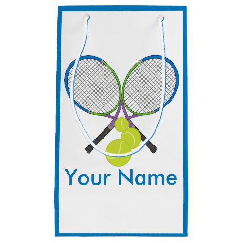 Personalized Tennis Crossed Rackets Small Gift Bag