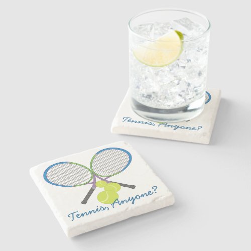 Personalized Tennis Crossed Rackets Stone Coaster