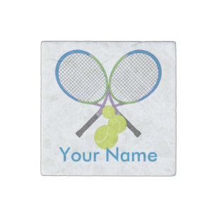 Personalized Tennis Crossed Rackets Stone Magnet
