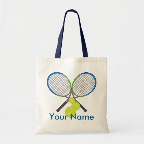 Personalized Tennis Crossed Rackets Tote Bag