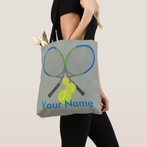 Personalized Tennis Crossed Rackets Tote Bag