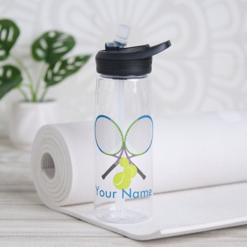 Personalized Tennis Crossed Rackets Water Bottle