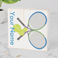 Personalized Tennis Crossed Rackets Wooden Box Sign