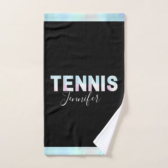 Personalized Tennis Custom Name Holograph Letters  Hand Towel (Hand Towel)