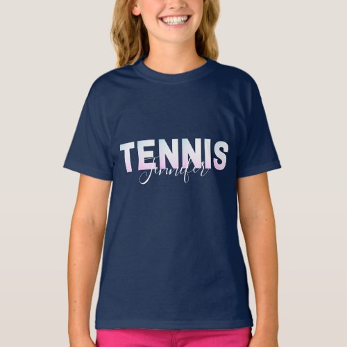 Personalized Tennis Girl Name Pretty Text Font Fun T_Shirt