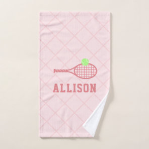 Personalized Tennis Girls Name Pink Hand Towel