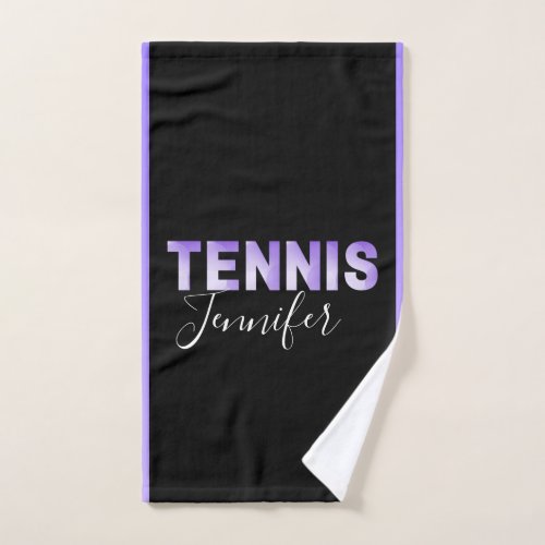 Personalized Tennis Girls Name Purple Ombre Text   Hand Towel