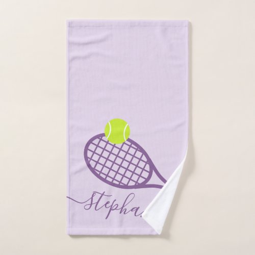 Personalized Tennis Girls Script Name Purple Hand Towel
