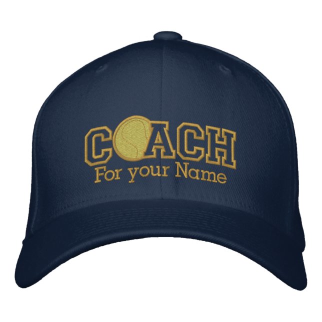 Personalized Tennis Golden Coach with your name Embroidered Baseball Cap (Front)