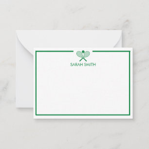 Personalized Tennis Green and Yellow Notecards