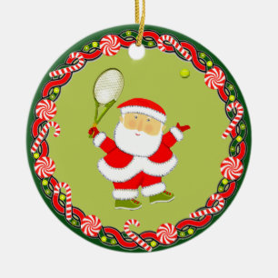 Personalized Tennis Holiday Gift Ceramic Ornament